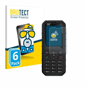 Face avant d’un emballage produit avec le logo de la marque BROTECT. À côté, l’appareil Caterpillar Cat B35 est représenté ave