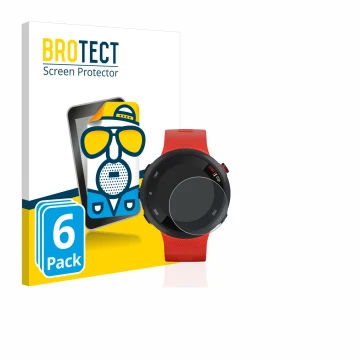 Face avant d’un emballage produit avec le logo de la marque BROTECT. À côté, l’appareil Garmin Forerunner 45 est représenté av