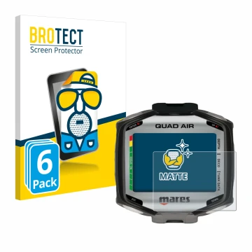 Face avant d’un emballage produit avec le logo de la marque BROTECT. À côté, l’appareil Mares Quad Air est représenté avec la 