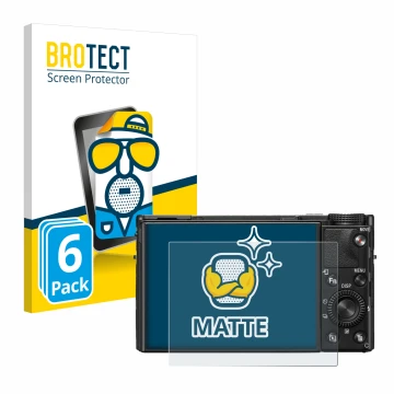 Face avant d’un emballage produit avec le logo de la marque BROTECT. À côté, l’appareil Sony Cyber-Shot DSC-RX100 VII est repr