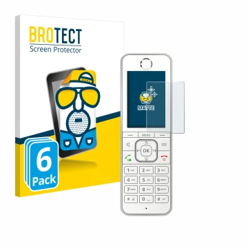 Face avant d’un emballage produit avec le logo de la marque BROTECT. À côté, l’appareil AVM Fritz!Fon C6 est représenté avec l