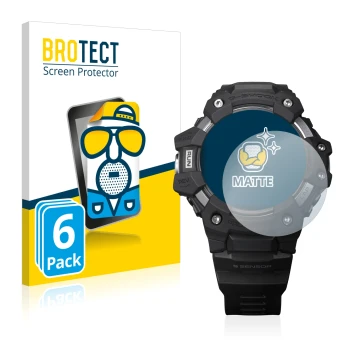 Face avant d’un emballage produit avec le logo de la marque BROTECT. À côté, l’appareil Casio G-Shock GBD-H1000 est représenté