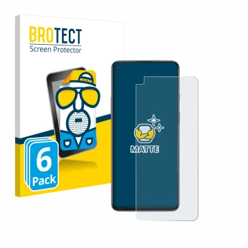 Face avant d’un emballage produit avec le logo de la marque BROTECT. À côté, l’appareil OnePlus 8T est représenté avec la prot