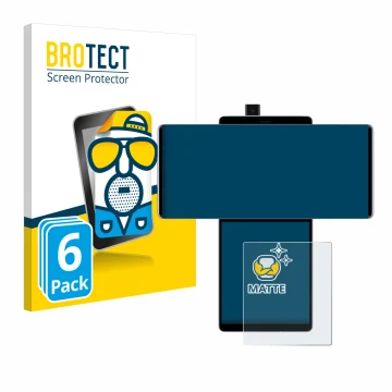 Face avant d’un emballage produit avec le logo de la marque BROTECT. À côté, l’appareil LG Wing (Affichage arrière) est représ