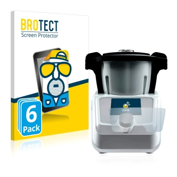 Face avant d’un emballage produit avec le logo de la marque BROTECT. À côté, l’appareil SilverCrest Mini Monsieur Cuisine Conn
