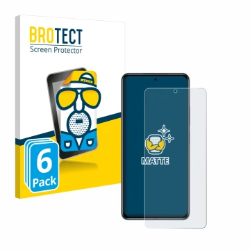 Face avant d’un emballage produit avec le logo de la marque BROTECT. À côté, l’appareil Xiaomi Poco F3 est représenté avec la 