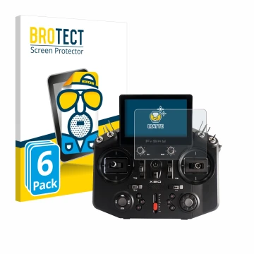 Face avant d’un emballage produit avec le logo de la marque BROTECT. À côté, l’appareil FrSky Tandem X20 est représenté avec l
