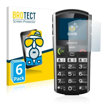 Face avant d’un emballage produit avec le logo de la marque BROTECT. À côté, l’appareil Emporia Simplicity est représenté avec
