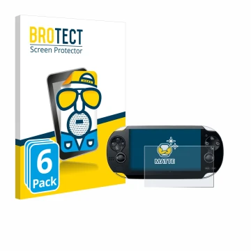 Face avant d’un emballage produit avec le logo de la marque BROTECT. À côté, l’appareil Sony Playstation PS Vita est représent