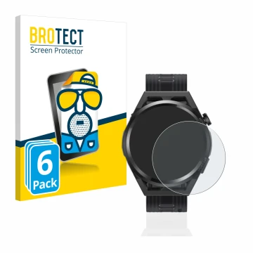 Face avant d’un emballage produit avec le logo de la marque BROTECT. À côté, l’appareil Huawei Watch GT Runner est représenté 