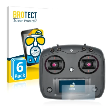 Face avant d’un emballage produit avec le logo de la marque BROTECT. À côté, l’appareil FlySky FS-i6S est représenté avec la p