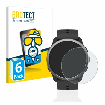 Face avant d’un emballage produit avec le logo de la marque BROTECT. À côté, l’appareil Suunto 5 Peak est représenté avec la p