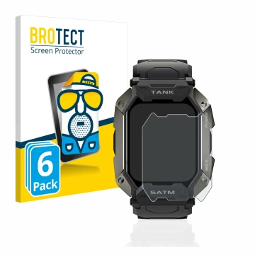 Face avant d’un emballage produit avec le logo de la marque BROTECT. À côté, l’appareil Kospet Tank M1 est représenté avec la 