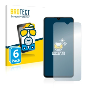 Face avant d’un emballage produit avec le logo de la marque BROTECT. À côté, l’appareil Samsung Galaxy M23 est représenté avec