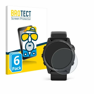 Face avant d’un emballage produit avec le logo de la marque BROTECT. À côté, l’appareil Garmin Tactix 7 Pro est représenté ave