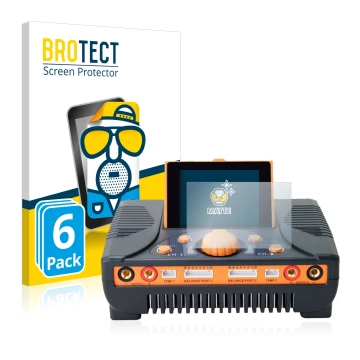 Face avant d’un emballage produit avec le logo de la marque BROTECT. À côté, l’appareil Junsi iCharger 406 Duo est représenté 