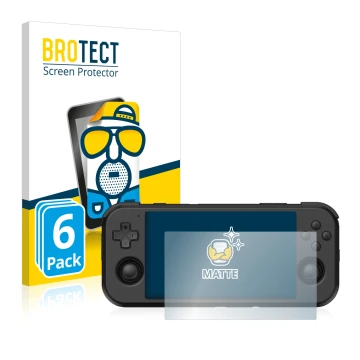 Face avant d’un emballage produit avec le logo de la marque BROTECT. À côté, l’appareil Retroid Pocket 3 est représenté avec l