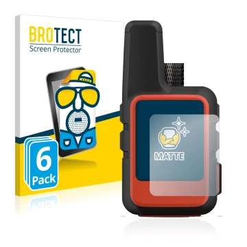 Face avant d’un emballage produit avec le logo de la marque BROTECT. À côté, l’appareil Garmin inReach Mini 2 est représenté a