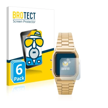 Face avant d’un emballage produit avec le logo de la marque BROTECT. À côté, l’appareil Casio AQ-230GA est représenté avec la 