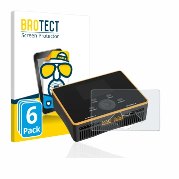 Face avant d’un emballage produit avec le logo de la marque BROTECT. À côté, l’appareil Junsi iCharger DX8 Duo est représenté 