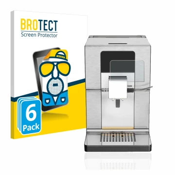 Face avant d’un emballage produit avec le logo de la marque BROTECT. À côté, l’appareil Krups Intuition Experience+ EA877D10 e