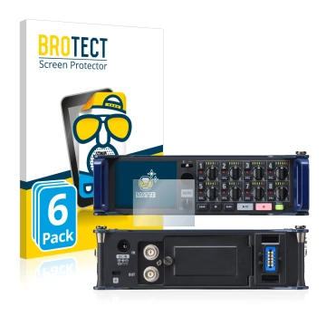 Face avant d’un emballage produit avec le logo de la marque BROTECT. À côté, l’appareil Zoom F8 field recorder est représenté 