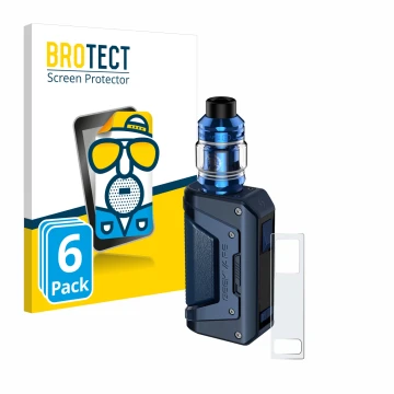 Face avant d’un emballage produit avec le logo de la marque BROTECT. À côté, l’appareil GeekVape Aegis Legend 2 L200 est repré