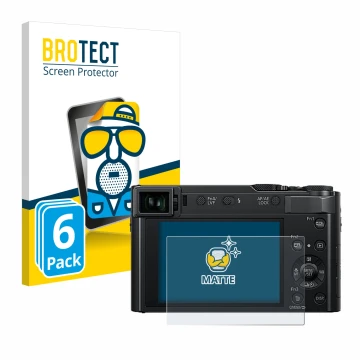 Face avant d’un emballage produit avec le logo de la marque BROTECT. À côté, l’appareil Panasonic Lumix DC-TZ202D est représen