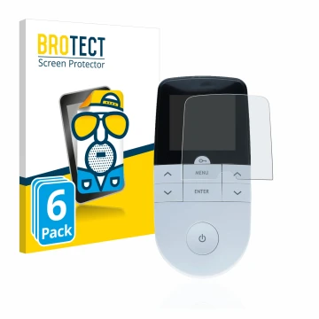 Face avant d’un emballage produit avec le logo de la marque BROTECT. À côté, l’appareil Beurer EM 49 Digital TENS/EMS est repr
