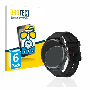Face avant d’un emballage produit avec le logo de la marque BROTECT. À côté, l’appareil Mobvoi TicWatch Pro 5 est représenté a