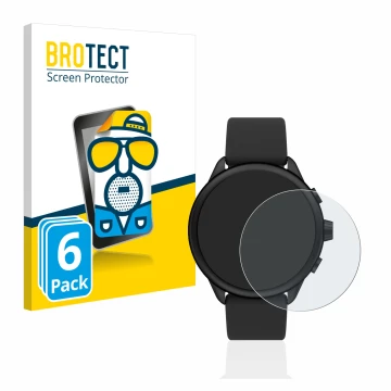 Face avant d’un emballage produit avec le logo de la marque BROTECT. À côté, l’appareil Fossil Smartwatch Wellness (Gen 6) Hyb