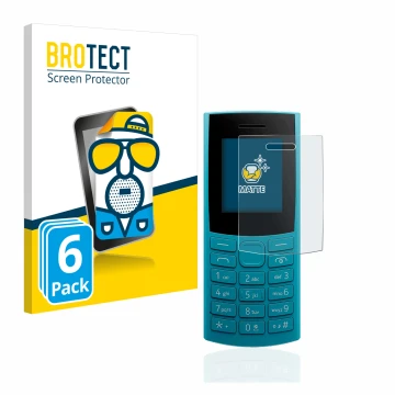 Face avant d’un emballage produit avec le logo de la marque BROTECT. À côté, l’appareil Nokia 105 4G (2023) est représenté ave