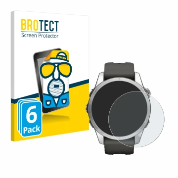 Face avant d’un emballage produit avec le logo de la marque BROTECT. À côté, l’appareil Garmin Fenix 7S Pro Solar (42 mm) est 