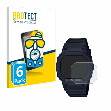 Face avant d’un emballage produit avec le logo de la marque BROTECT. À côté, l’appareil Casio G-Shock GMD-S5600 est représenté