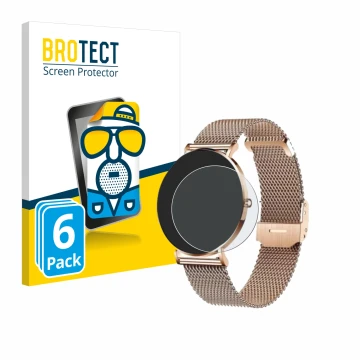 Face avant d’un emballage produit avec le logo de la marque BROTECT. À côté, l’appareil Xcoast X-Watch Siona 2 est représenté 