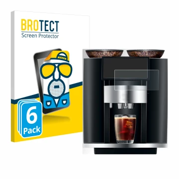 Face avant d’un emballage produit avec le logo de la marque BROTECT. À côté, l’appareil Jura Giga 10 est représenté avec la pr