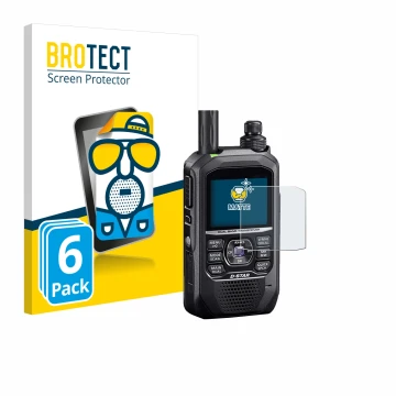 Face avant d’un emballage produit avec le logo de la marque BROTECT. À côté, l’appareil Icom ID-50E est représenté avec la pro