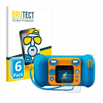 Face avant d’un emballage produit avec le logo de la marque BROTECT. À côté, l’appareil Vtech Kidizoom Kid 4 est représenté av