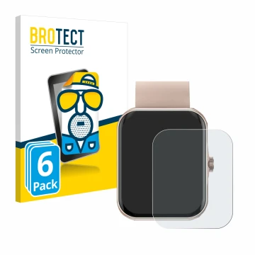 Face avant d’un emballage produit avec le logo de la marque BROTECT. À côté, l’appareil Mutoy Smartwatch 1.83