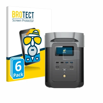 Face avant d’un emballage produit avec le logo de la marque BROTECT. À côté, l’appareil EcoFlow DELTA 2 est représenté avec la