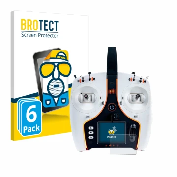 Face avant d’un emballage produit avec le logo de la marque BROTECT. À côté, l’appareil Spektrum NX7e 7-Channel DSMX Transmitt