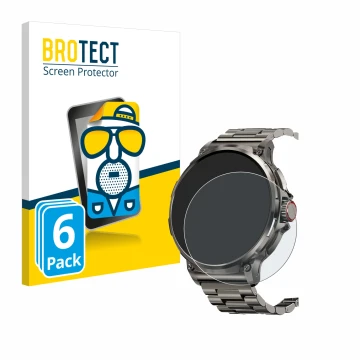 Face avant d’un emballage produit avec le logo de la marque BROTECT. À côté, l’appareil Tesofit Smartwatch 1.85