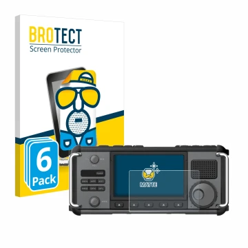 Face avant d’un emballage produit avec le logo de la marque BROTECT. À côté, l’appareil Xiegu X6200 est représenté avec la pro