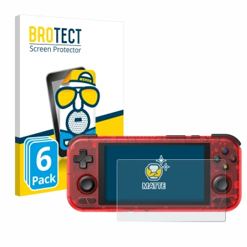 Face avant d’un emballage produit avec le logo de la marque BROTECT. À côté, l’appareil Retroid Pocket 4 Pro est représenté av