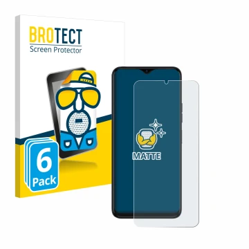 Face avant d’un emballage produit avec le logo de la marque BROTECT. À côté, l’appareil Tecno Spark 10 5G est représenté avec 