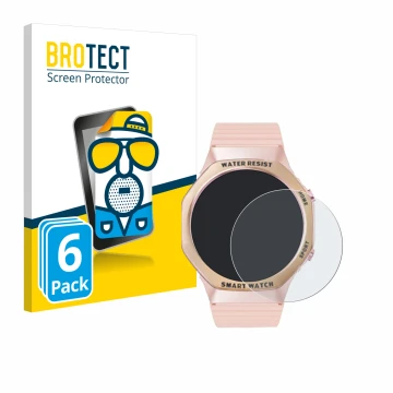 Face avant d’un emballage produit avec le logo de la marque BROTECT. À côté, l’appareil Mutoy Smartwatch 1.32