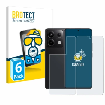 Face avant d’un emballage produit avec le logo de la marque BROTECT. À côté, l’appareil Xiaomi Redmi Note 13 Pro 5G (Avant+Arr