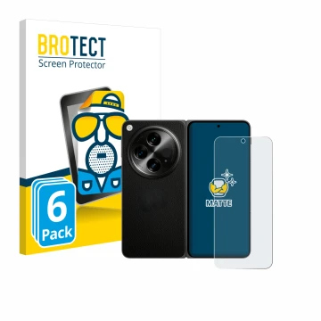 Face avant d’un emballage produit avec le logo de la marque BROTECT. À côté, l’appareil OnePlus Open (case-friendly) est repré