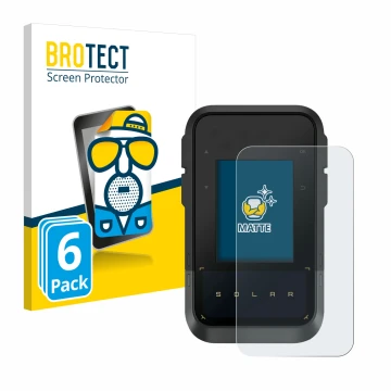 Face avant d’un emballage produit avec le logo de la marque BROTECT. À côté, l’appareil Garmin eTrex Solar est représenté avec