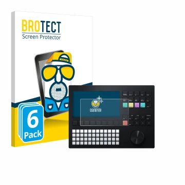 Face avant d’un emballage produit avec le logo de la marque BROTECT. À côté, l’appareil Polyend Tracker est représenté avec la